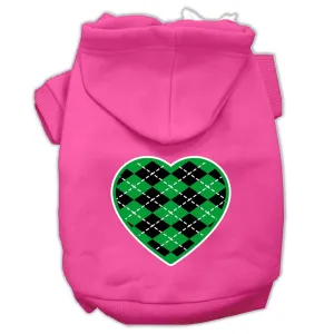 Argyle Heart Green Screen Print Pet Hoodies Bright Pink Size XXXL (20)