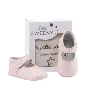 Baby Girls Pink Leather Pre-walker Shoes I Velcro Fastening Strap