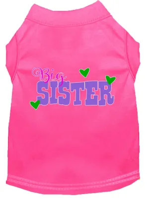 Big Sister Screen Print Dog Shirt Bright Pink Xxxl