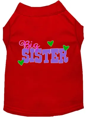 Big Sister Screen Print Dog Shirt Red Xxxl