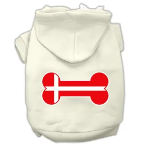 Bone Shaped Denmark Flag Screen Print Pet Hoodies Cream Size XXL (18)