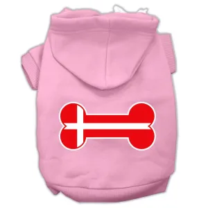 Bone Shaped Denmark Flag Screen Print Pet Hoodies Light Pink Size Xs (8)