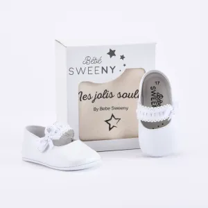 Girls Pearl White Leather Pre-walker Shoes