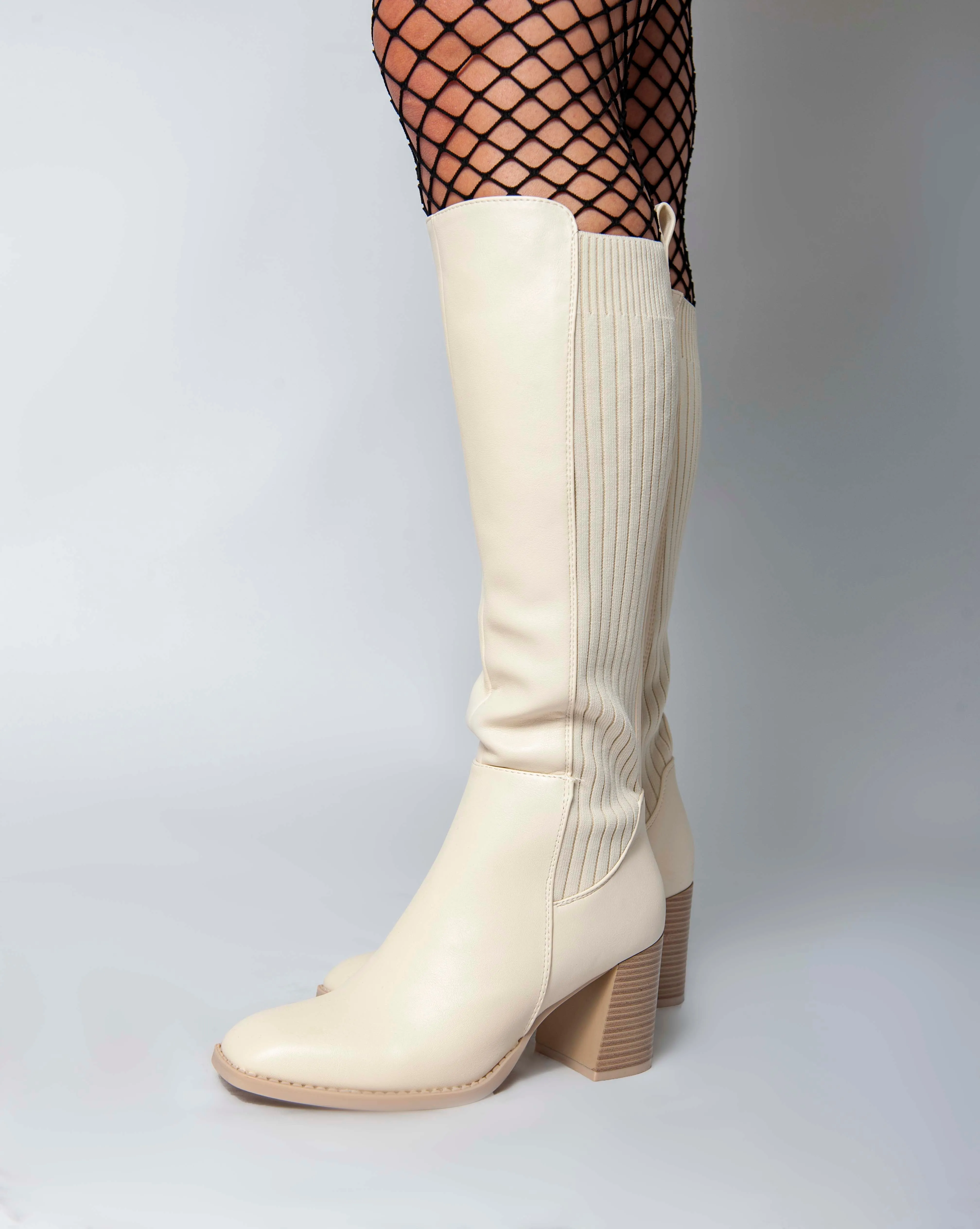 knee sock boots - Beige