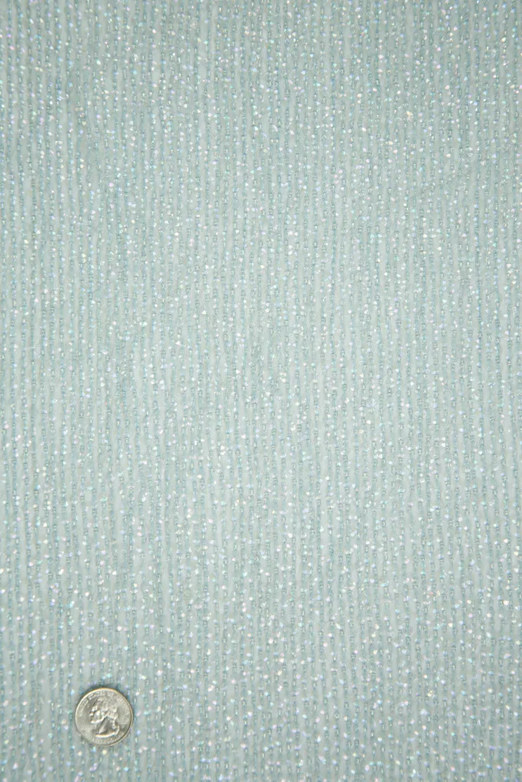 Light Aqua Sequins & Beads on Silk Chiffon Fabric