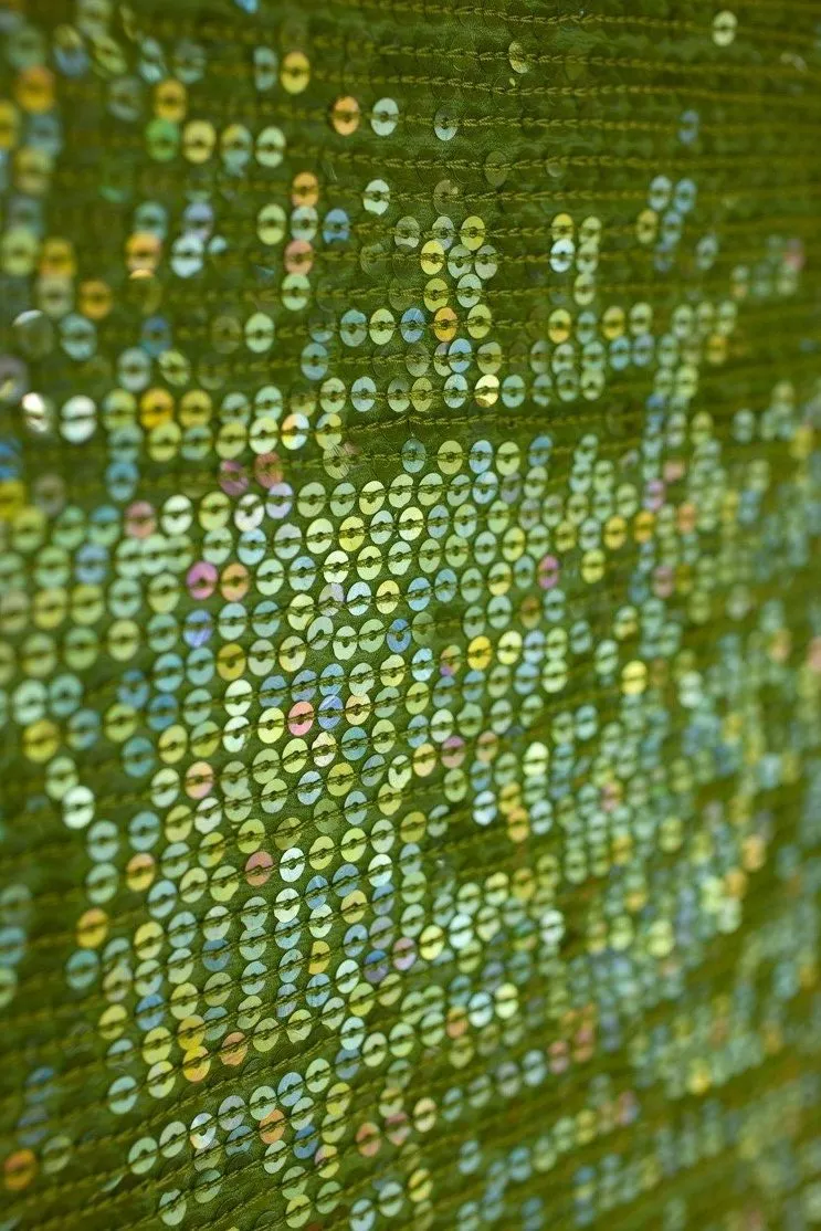 Lime Green Sequins & Beads on Silk Chiffon JEC-132-22 Fabric