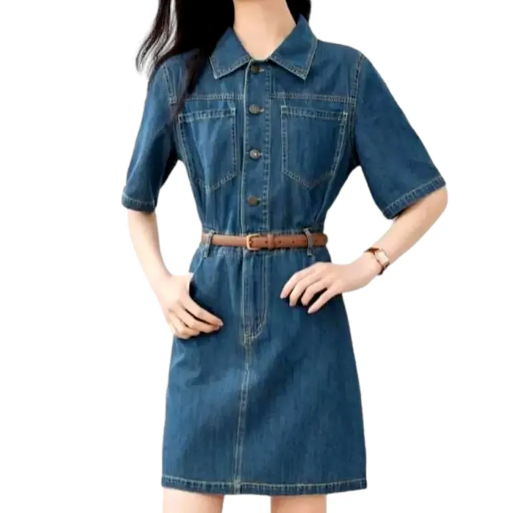 Mini shift denim dress