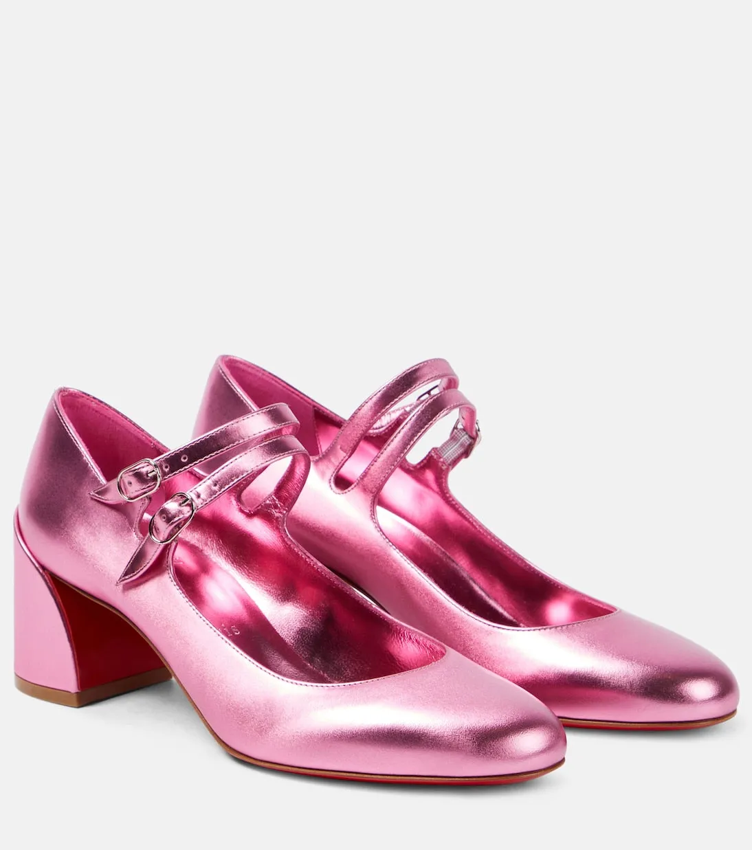 Miss jane Christian Louboutin leather Mary Jane shoes, pink