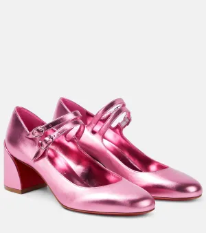 Miss jane Christian Louboutin leather Mary Jane shoes, pink
