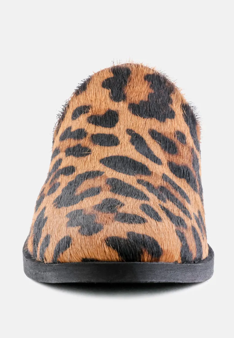PALMA Leopard Print Stacked Heel Mules
