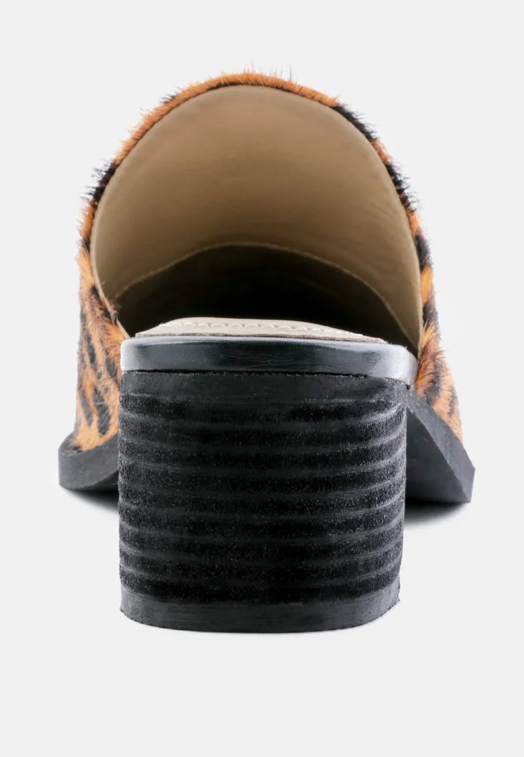 PALMA Leopard Print Stacked Heel Mules