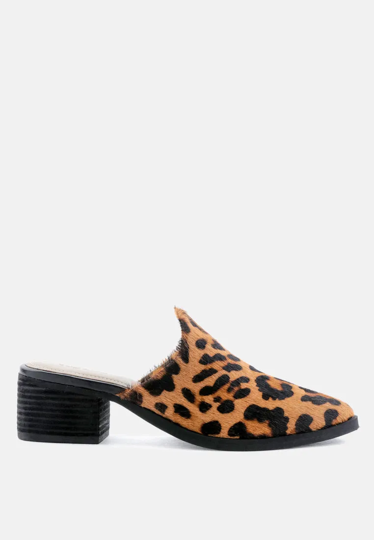 PALMA Leopard Print Stacked Heel Mules