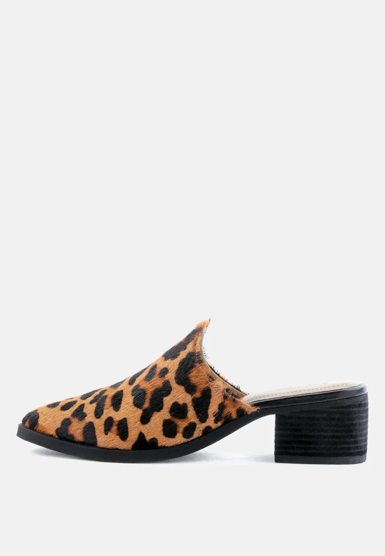 PALMA Leopard Print Stacked Heel Mules