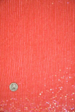Pink Orange Sequins & Beads on Silk Chiffon JEC-132-35 Fabric