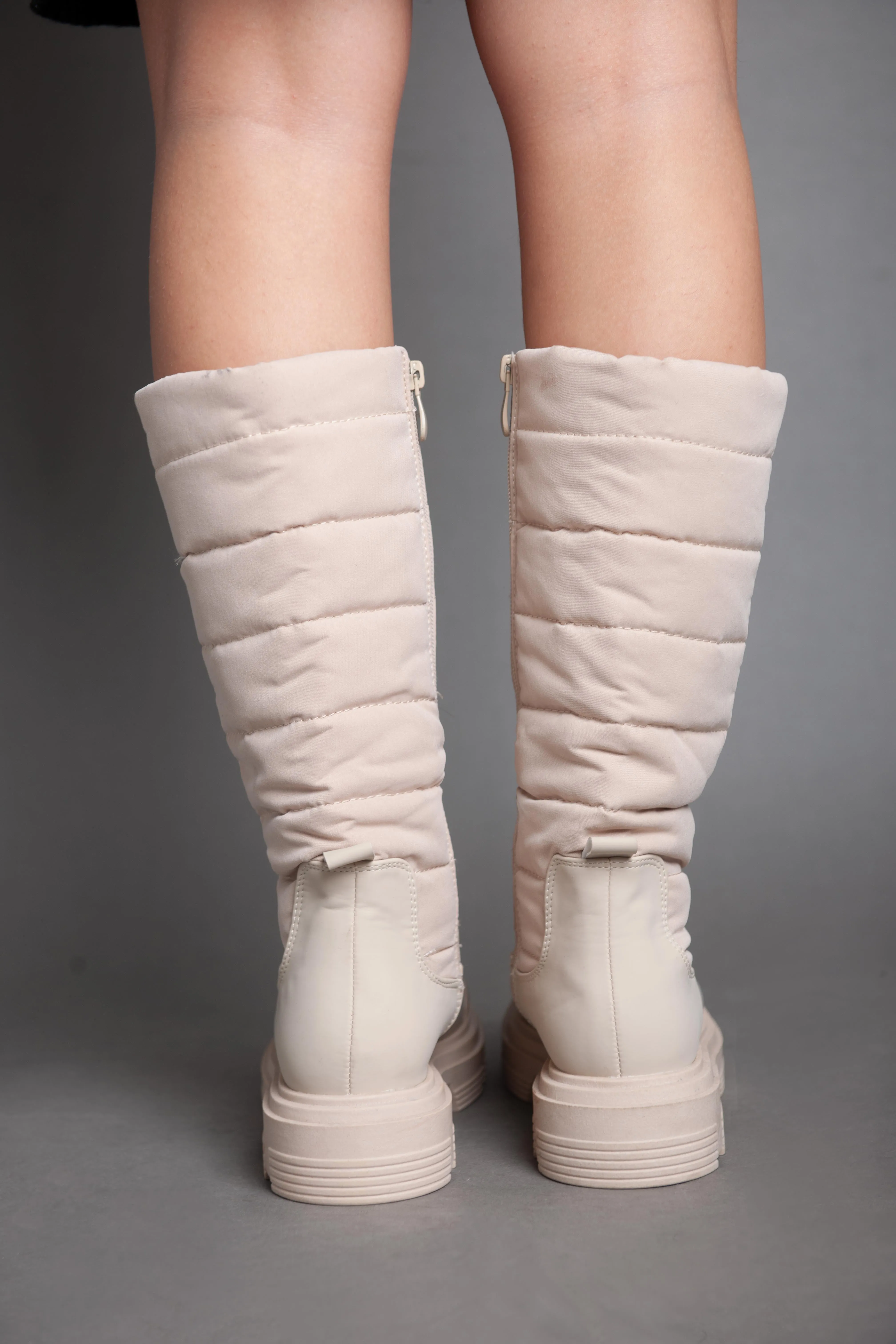 Puffy Long Boots - Beige