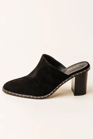Rail Heeled Mules in Black - FINAL SALE