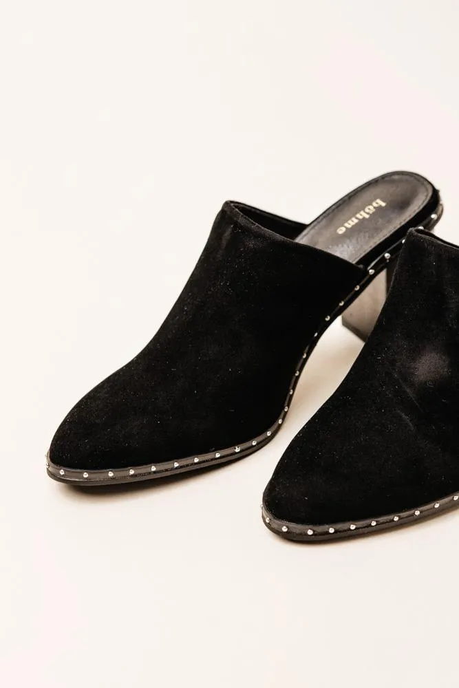 Rail Heeled Mules in Black - FINAL SALE