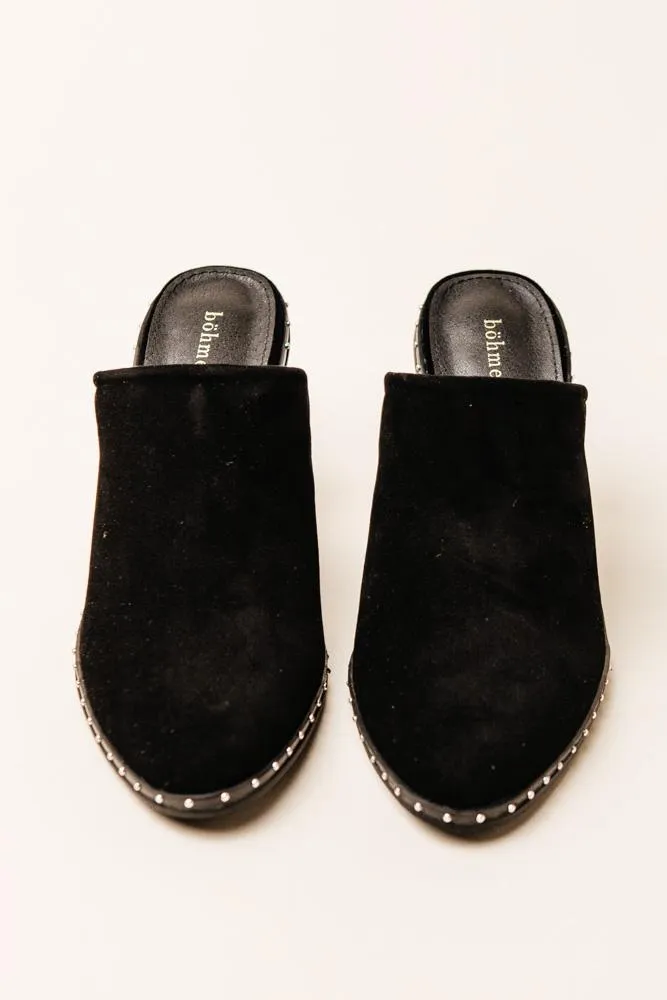 Rail Heeled Mules in Black - FINAL SALE
