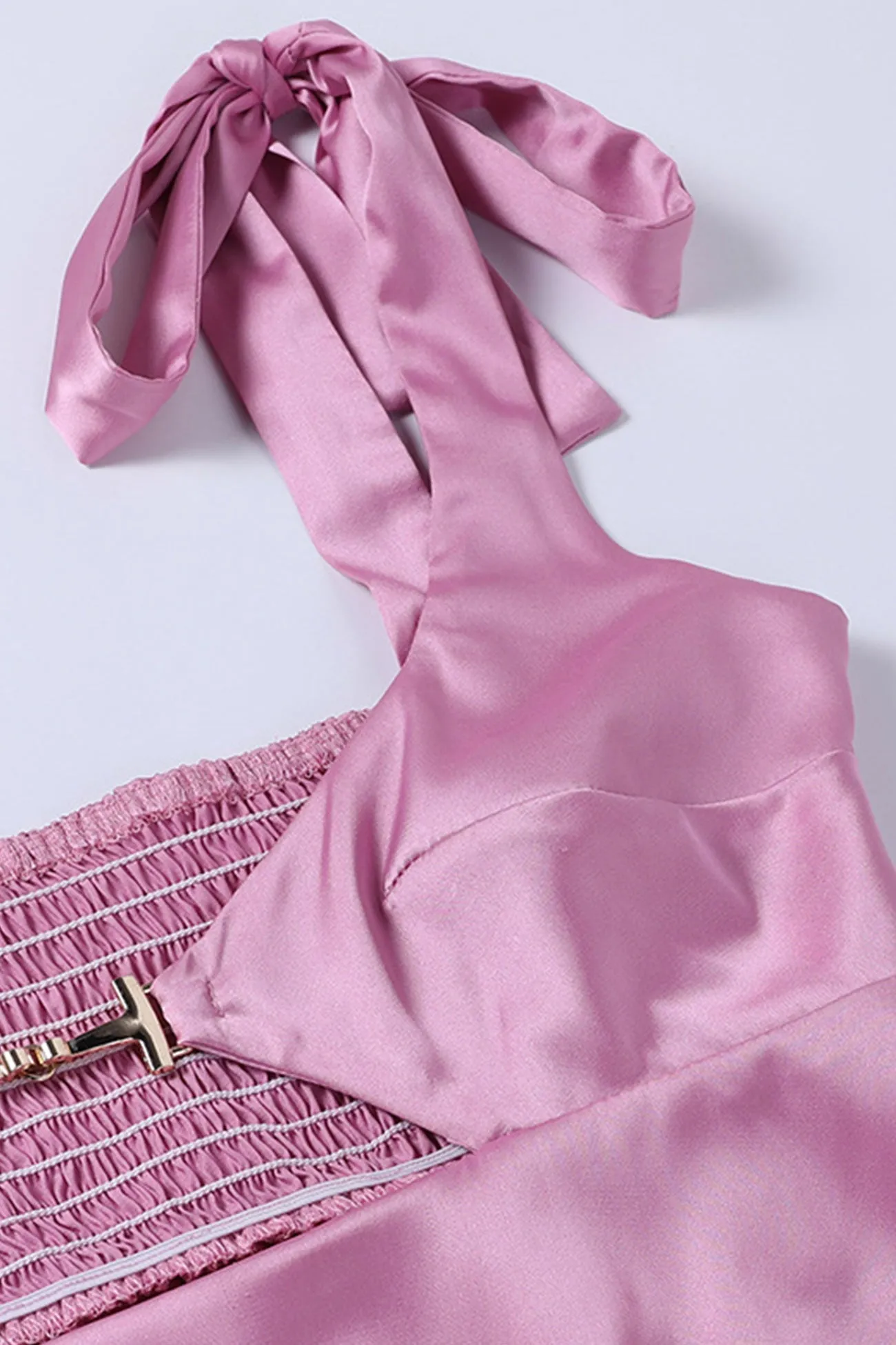 Satin Tie-straps Cutout Mini Dress