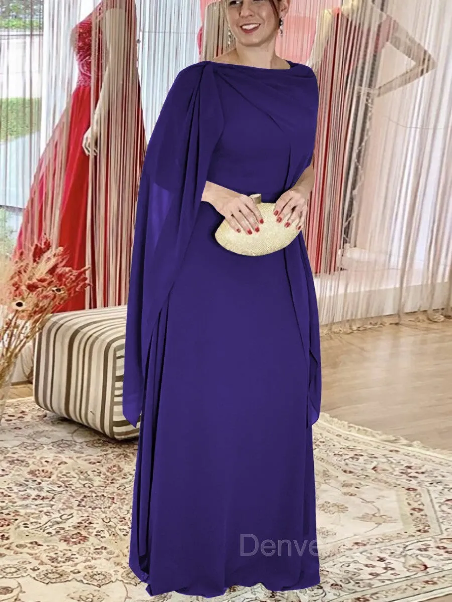 Sheath Scoop Floor-Length Chiffon Mother of the Bride Dresses With Ruffles