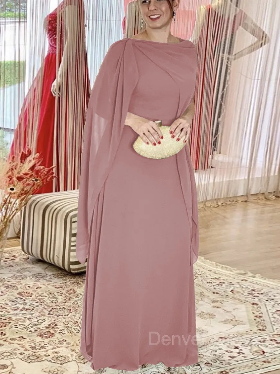 Sheath Scoop Floor-Length Chiffon Mother of the Bride Dresses With Ruffles