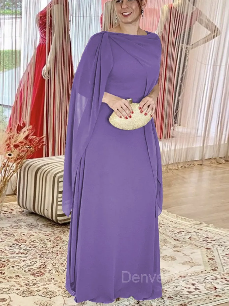 Sheath Scoop Floor-Length Chiffon Mother of the Bride Dresses With Ruffles