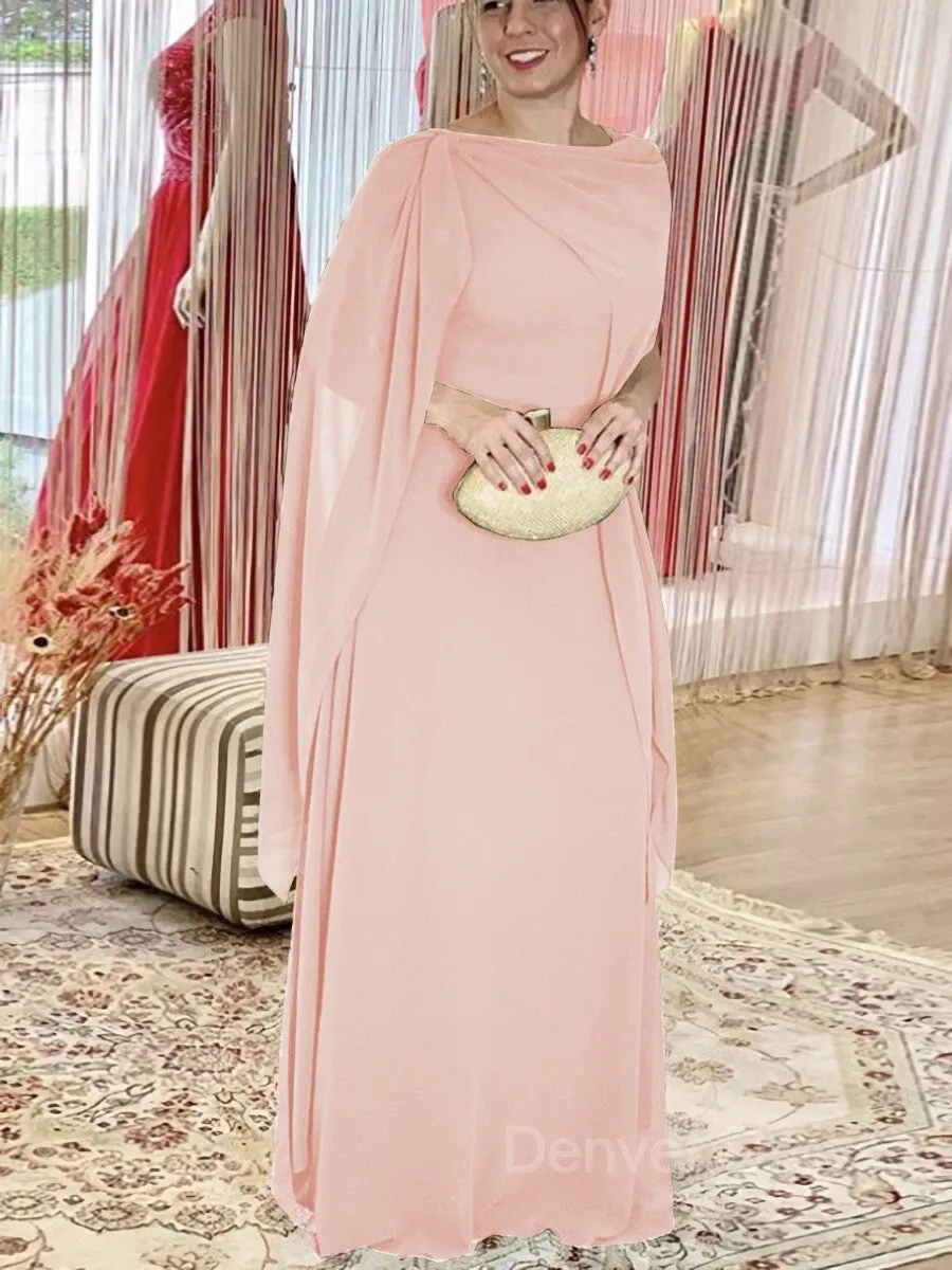 Sheath Scoop Floor-Length Chiffon Mother of the Bride Dresses With Ruffles