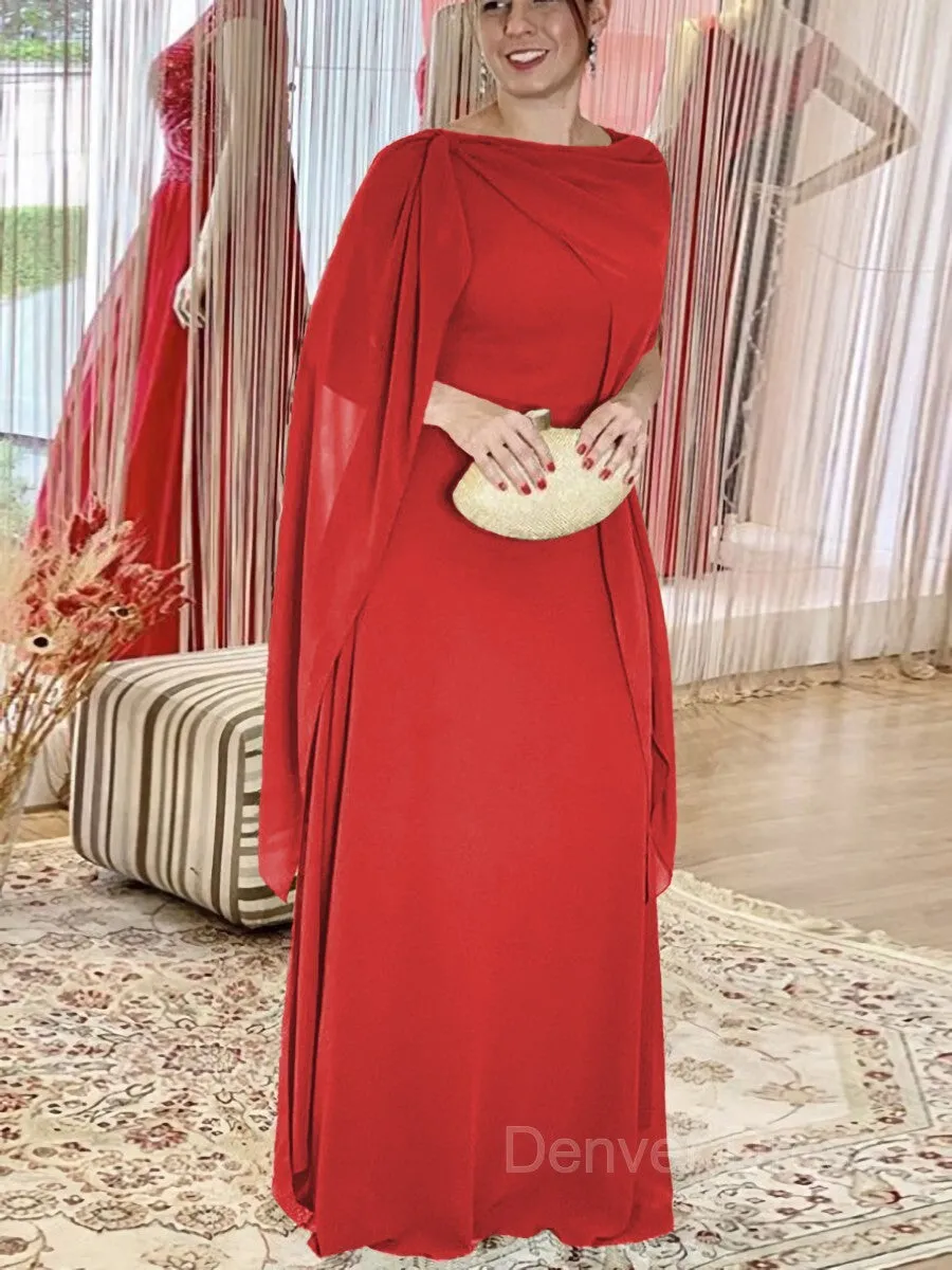Sheath Scoop Floor-Length Chiffon Mother of the Bride Dresses With Ruffles