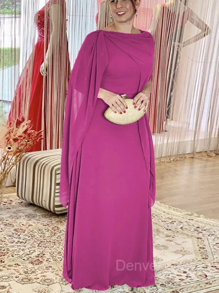 Sheath Scoop Floor-Length Chiffon Mother of the Bride Dresses With Ruffles