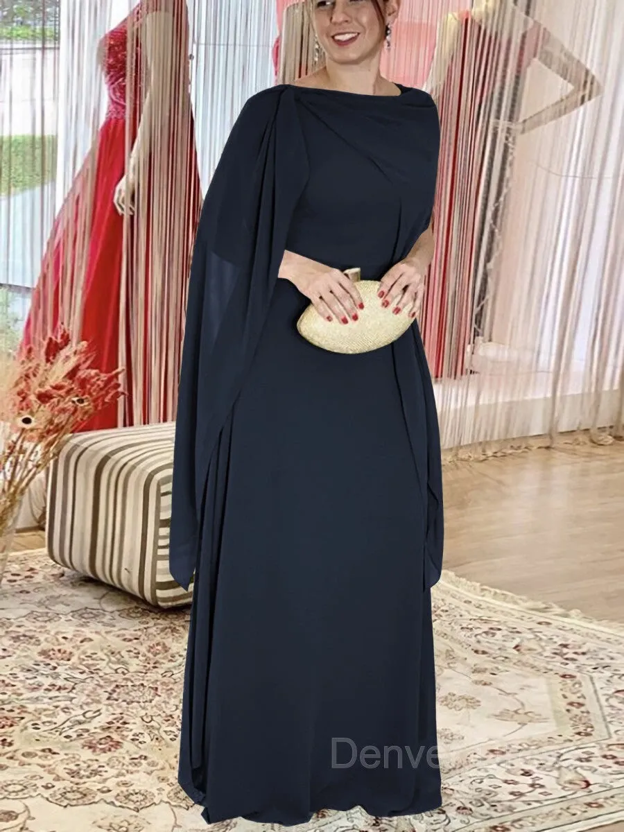 Sheath Scoop Floor-Length Chiffon Mother of the Bride Dresses With Ruffles