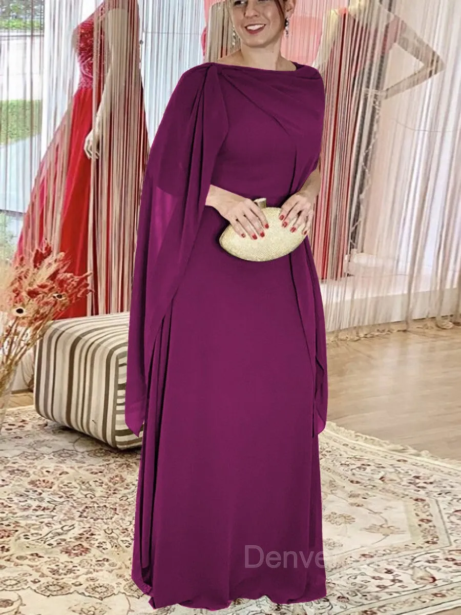 Sheath Scoop Floor-Length Chiffon Mother of the Bride Dresses With Ruffles