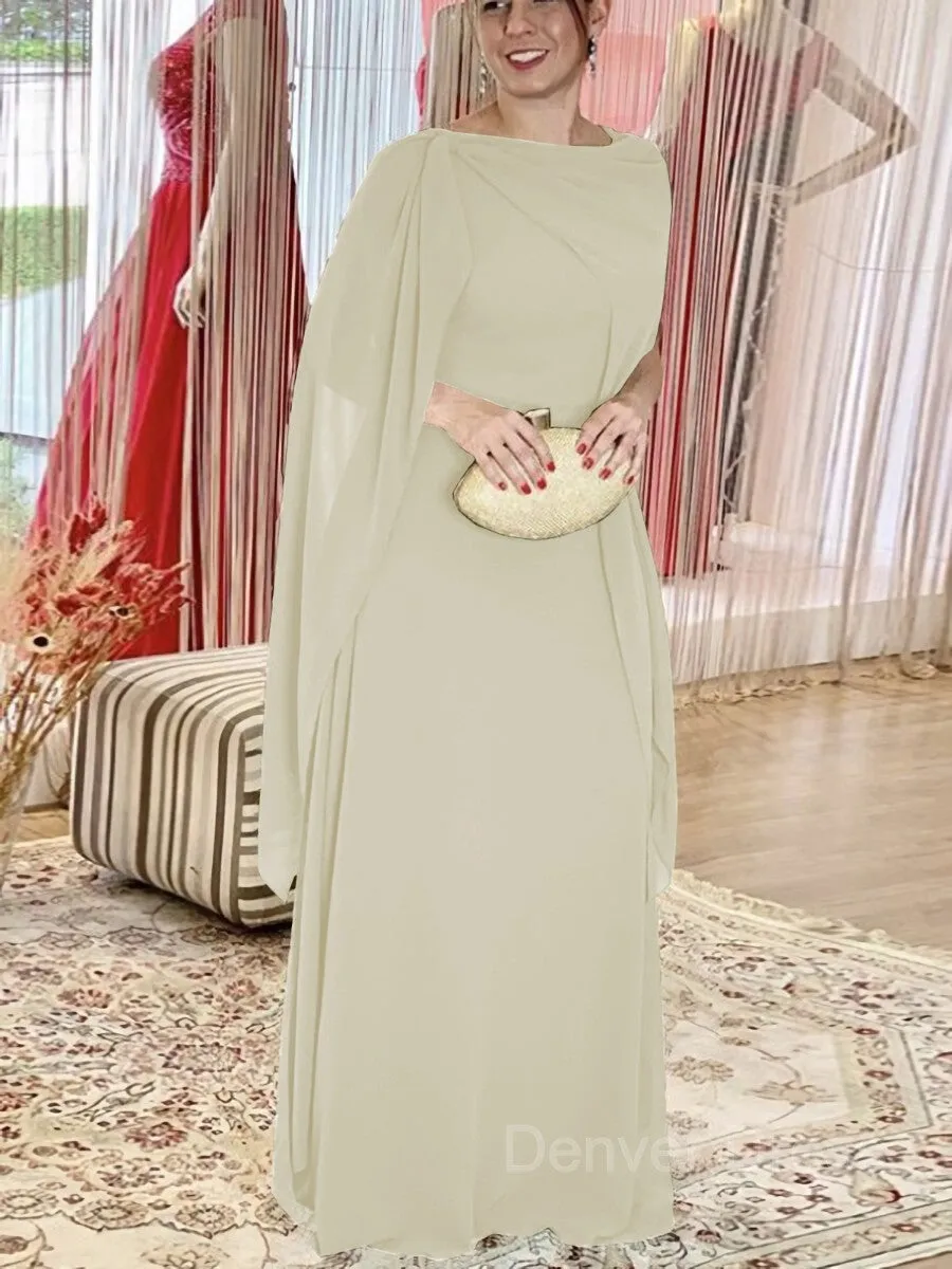 Sheath Scoop Floor-Length Chiffon Mother of the Bride Dresses With Ruffles