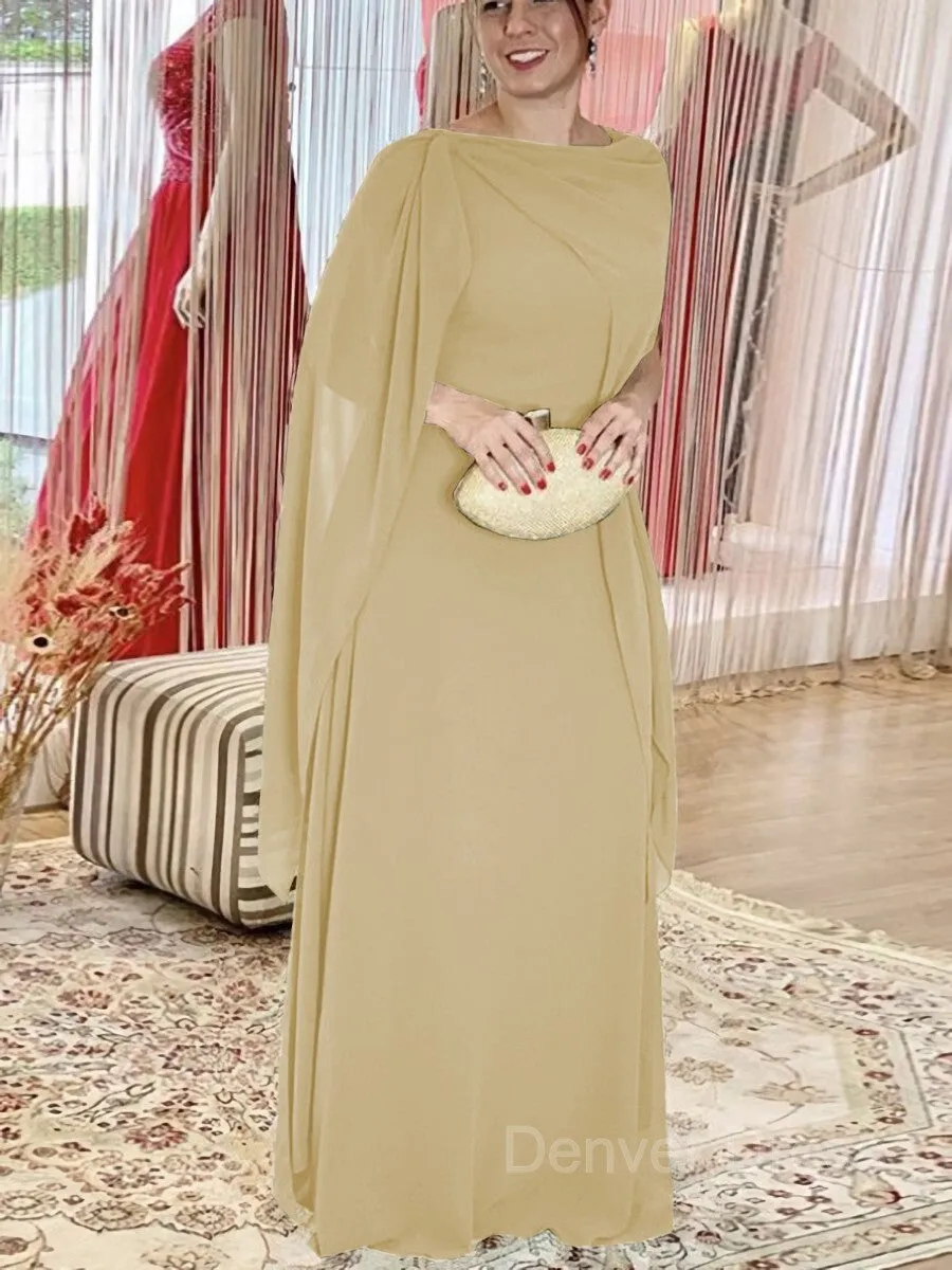 Sheath Scoop Floor-Length Chiffon Mother of the Bride Dresses With Ruffles