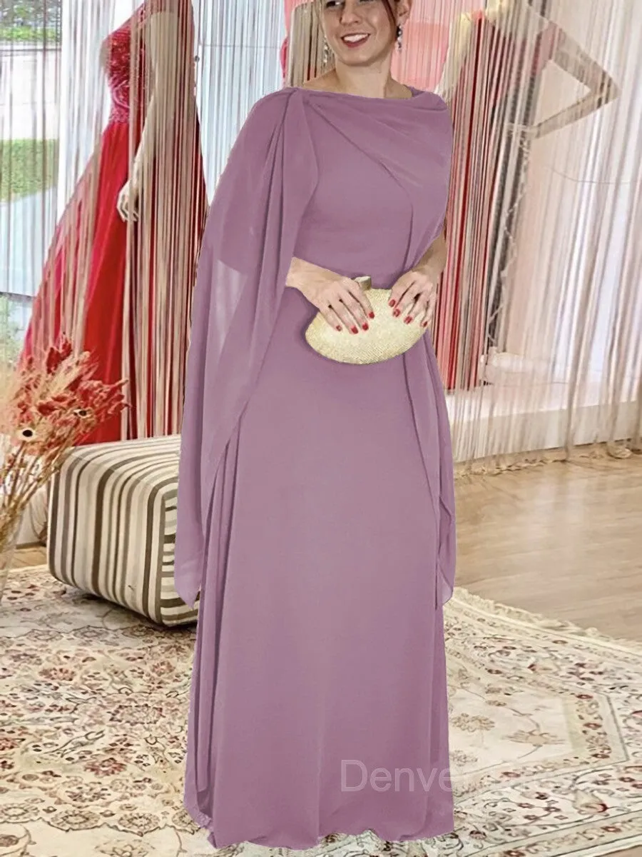 Sheath Scoop Floor-Length Chiffon Mother of the Bride Dresses With Ruffles
