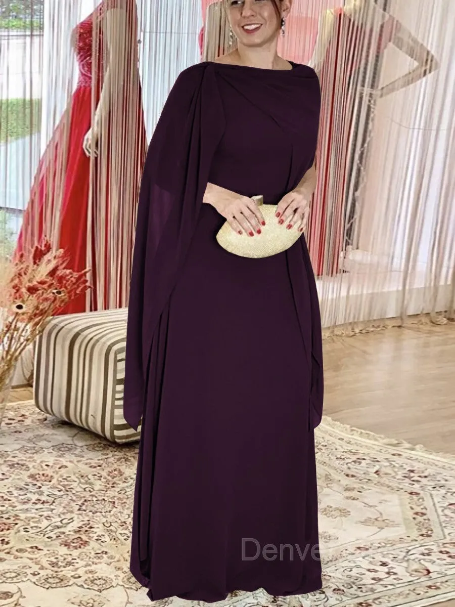 Sheath Scoop Floor-Length Chiffon Mother of the Bride Dresses With Ruffles
