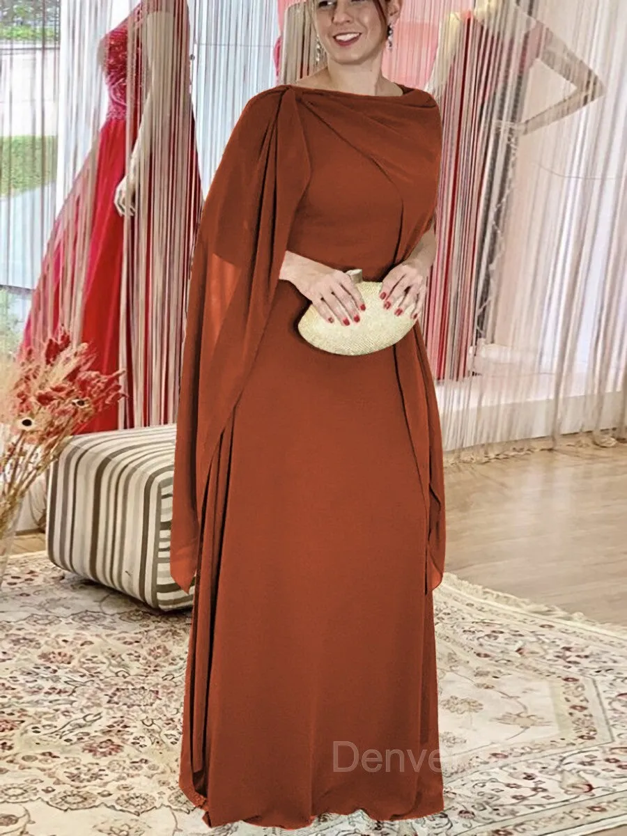 Sheath Scoop Floor-Length Chiffon Mother of the Bride Dresses With Ruffles