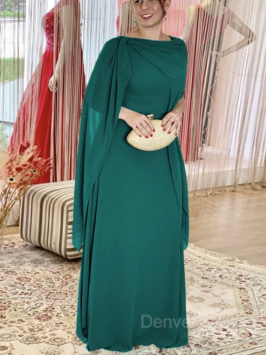 Sheath Scoop Floor-Length Chiffon Mother of the Bride Dresses With Ruffles