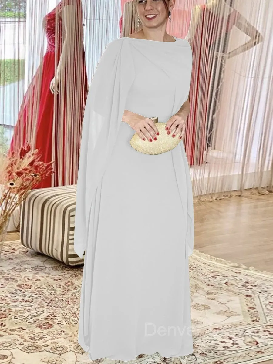 Sheath Scoop Floor-Length Chiffon Mother of the Bride Dresses With Ruffles