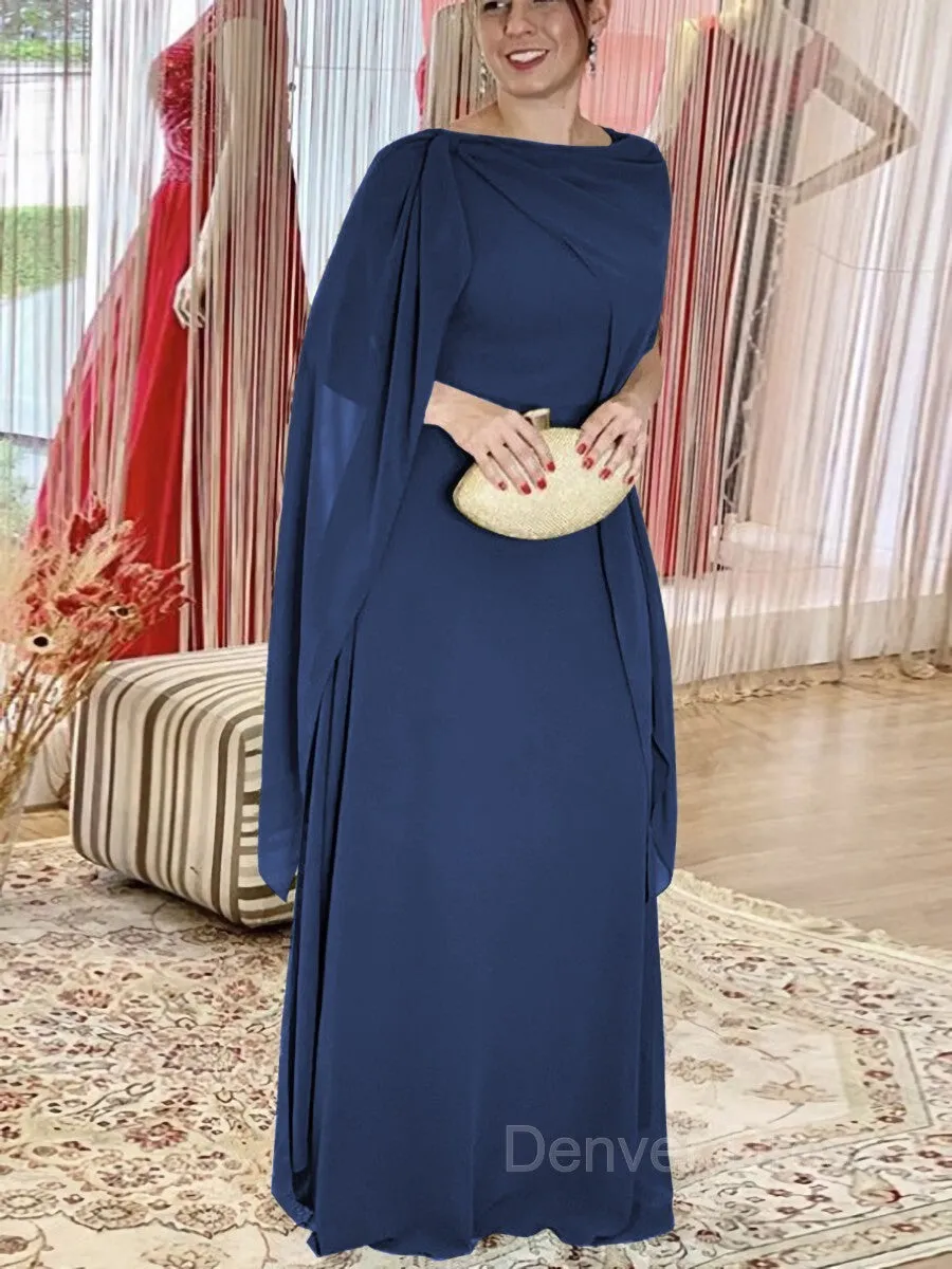 Sheath Scoop Floor-Length Chiffon Mother of the Bride Dresses With Ruffles