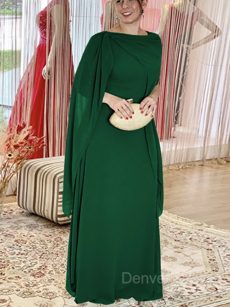Sheath Scoop Floor-Length Chiffon Mother of the Bride Dresses With Ruffles