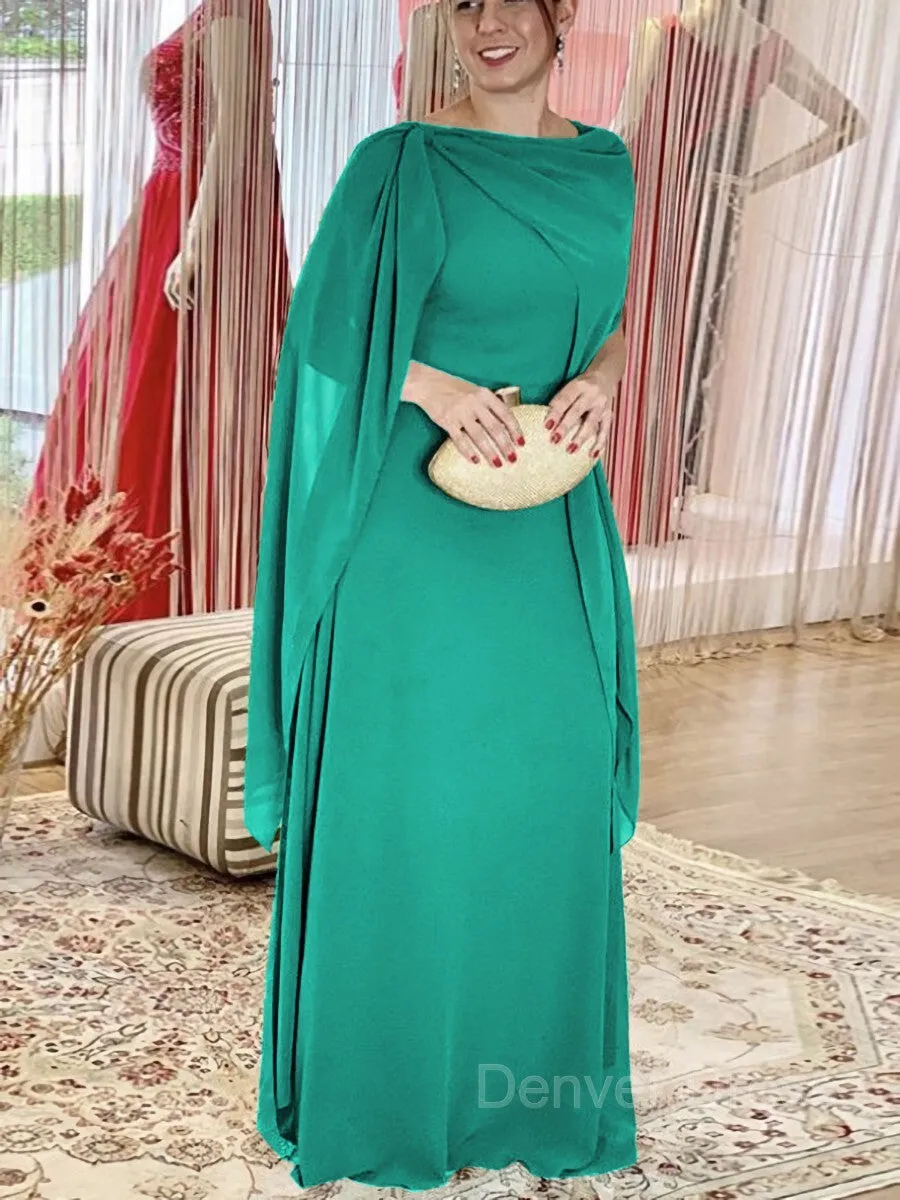 Sheath Scoop Floor-Length Chiffon Mother of the Bride Dresses With Ruffles
