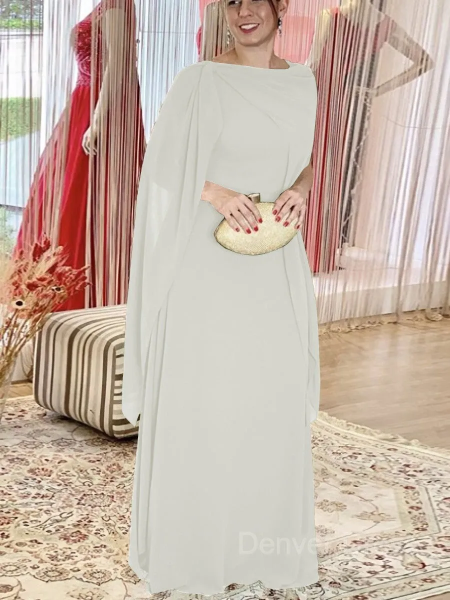 Sheath Scoop Floor-Length Chiffon Mother of the Bride Dresses With Ruffles