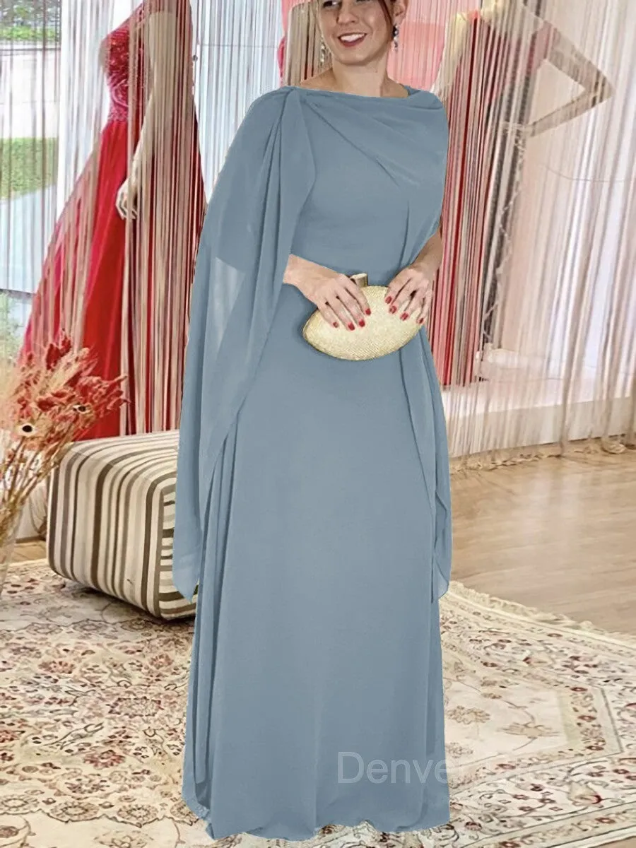 Sheath Scoop Floor-Length Chiffon Mother of the Bride Dresses With Ruffles