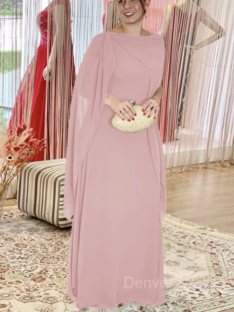 Sheath Scoop Floor-Length Chiffon Mother of the Bride Dresses With Ruffles