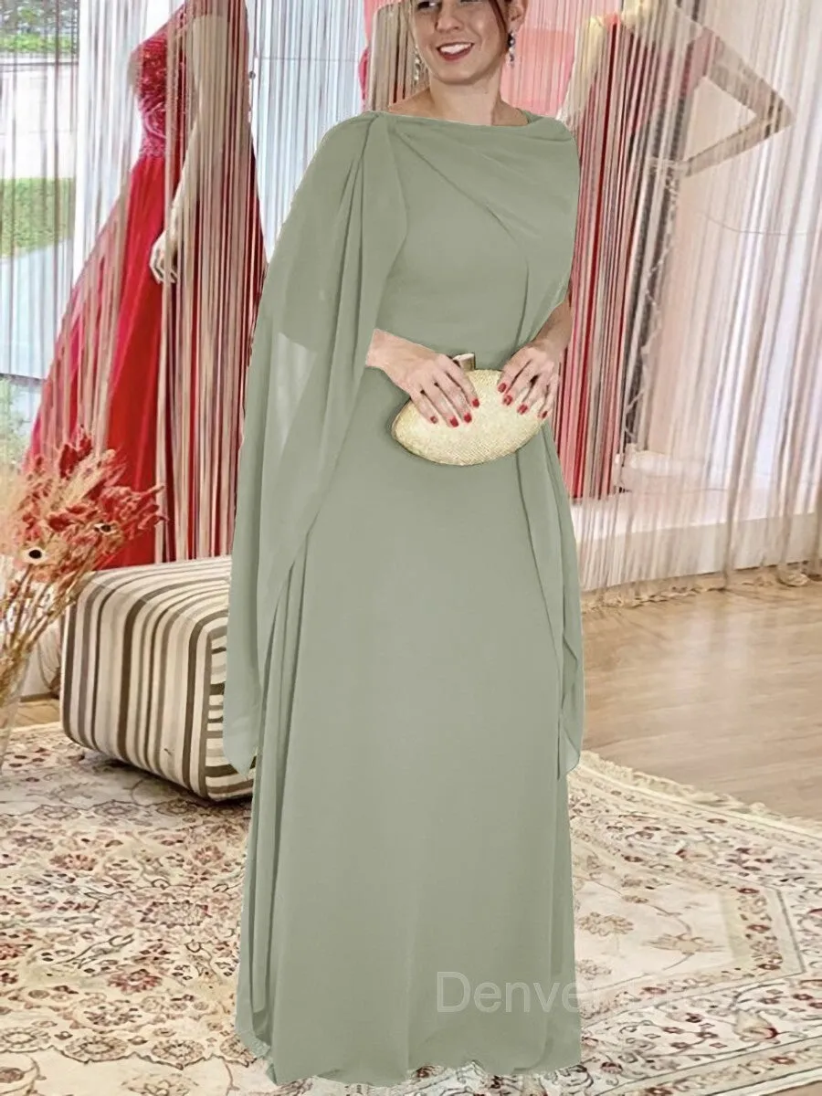 Sheath Scoop Floor-Length Chiffon Mother of the Bride Dresses With Ruffles