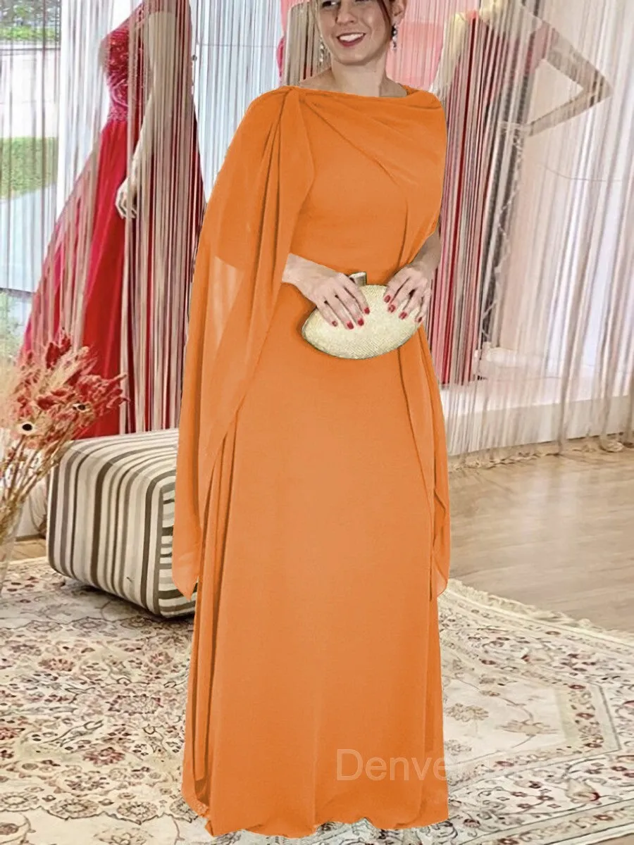 Sheath Scoop Floor-Length Chiffon Mother of the Bride Dresses With Ruffles
