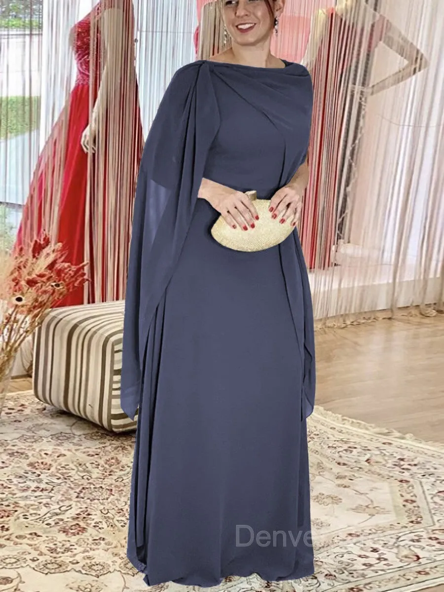 Sheath Scoop Floor-Length Chiffon Mother of the Bride Dresses With Ruffles