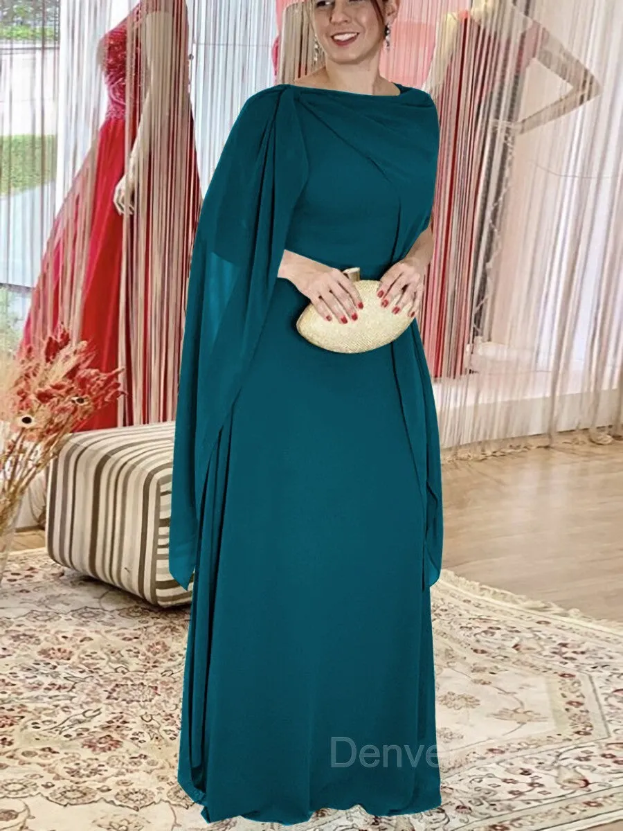 Sheath Scoop Floor-Length Chiffon Mother of the Bride Dresses With Ruffles
