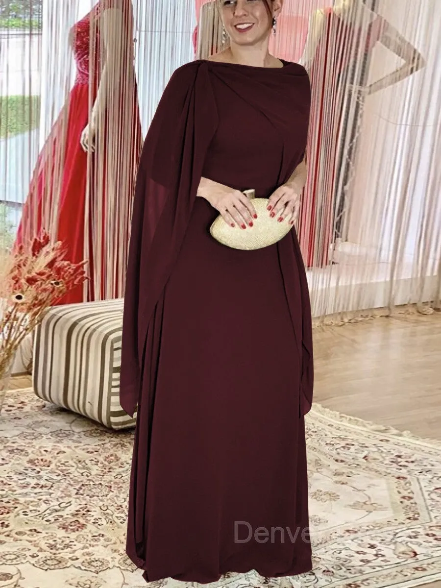 Sheath Scoop Floor-Length Chiffon Mother of the Bride Dresses With Ruffles