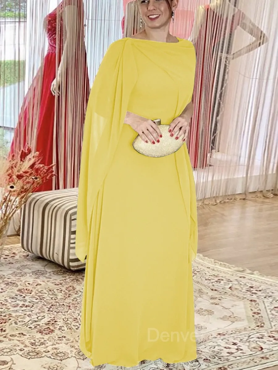 Sheath Scoop Floor-Length Chiffon Mother of the Bride Dresses With Ruffles